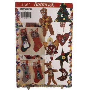 Butterick 4662 Country Christmas Button Stocking Ornaments Countrycore UNCUT VTG